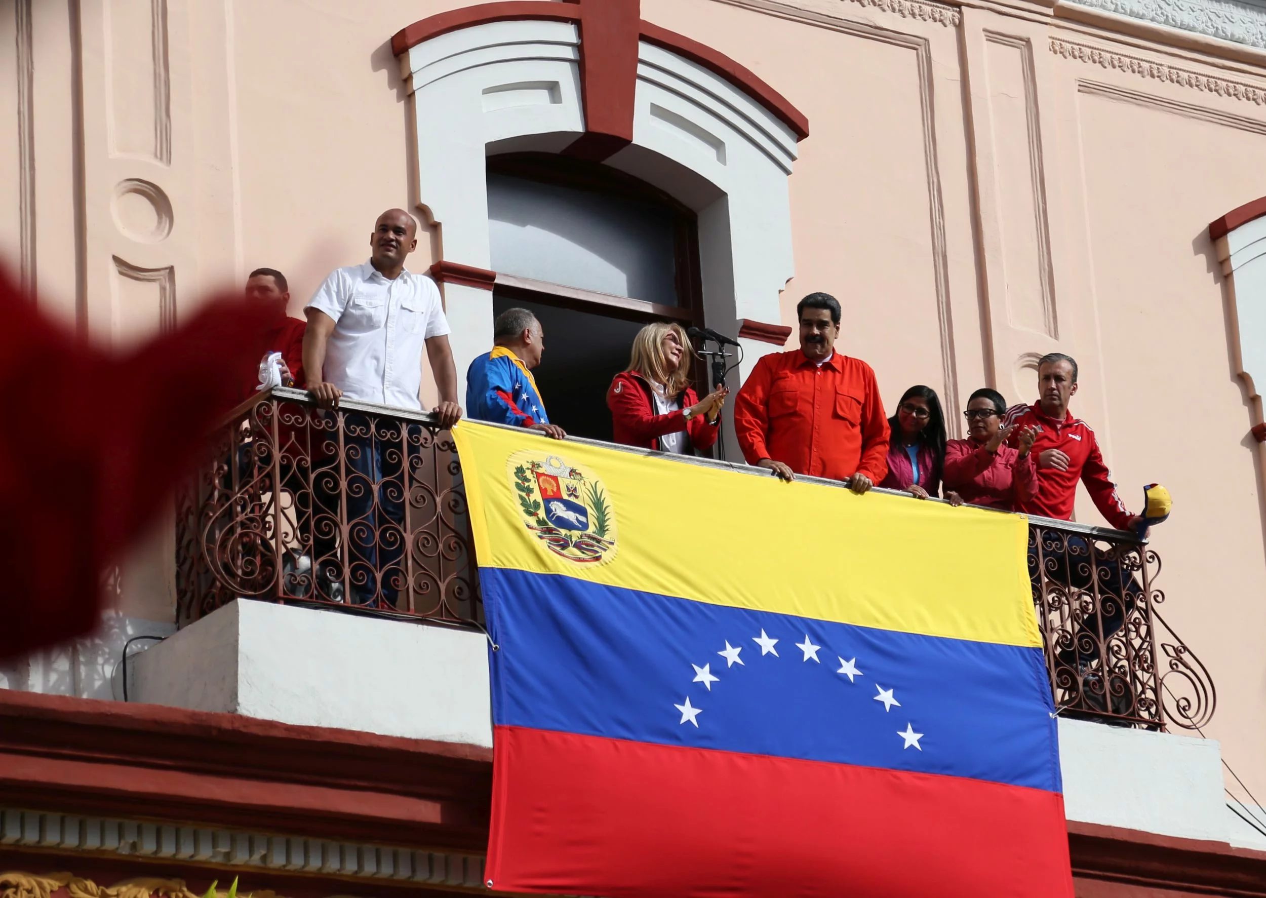 Nicolas Maduro w trakcie wiecu