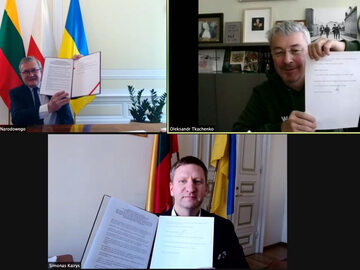 Podpisanie deklaracji polsko-ukraińsko-litewskiej