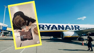 Poduszka z ubrań w samolocie Ryanair