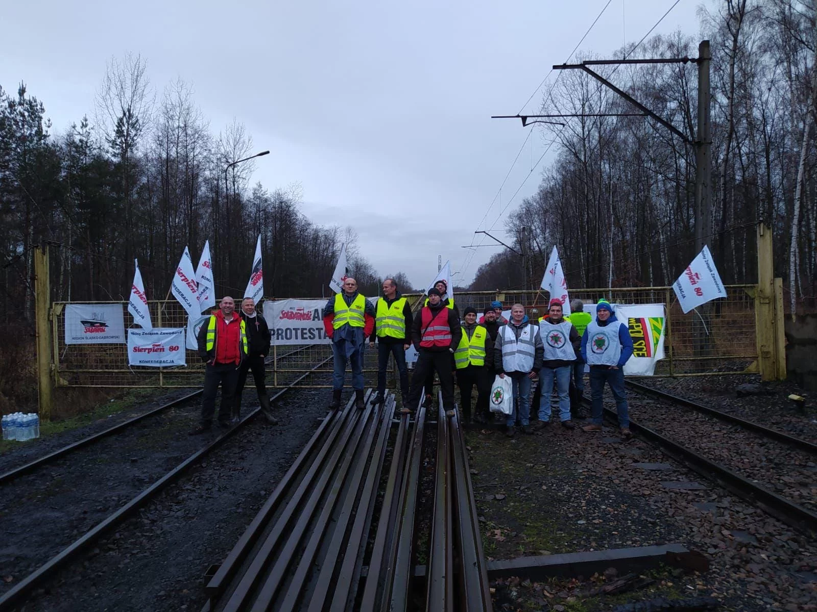 Protestujący górnicy