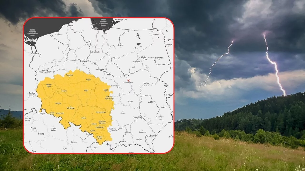 Burze i mapka z ostrzeżeniami IMGW