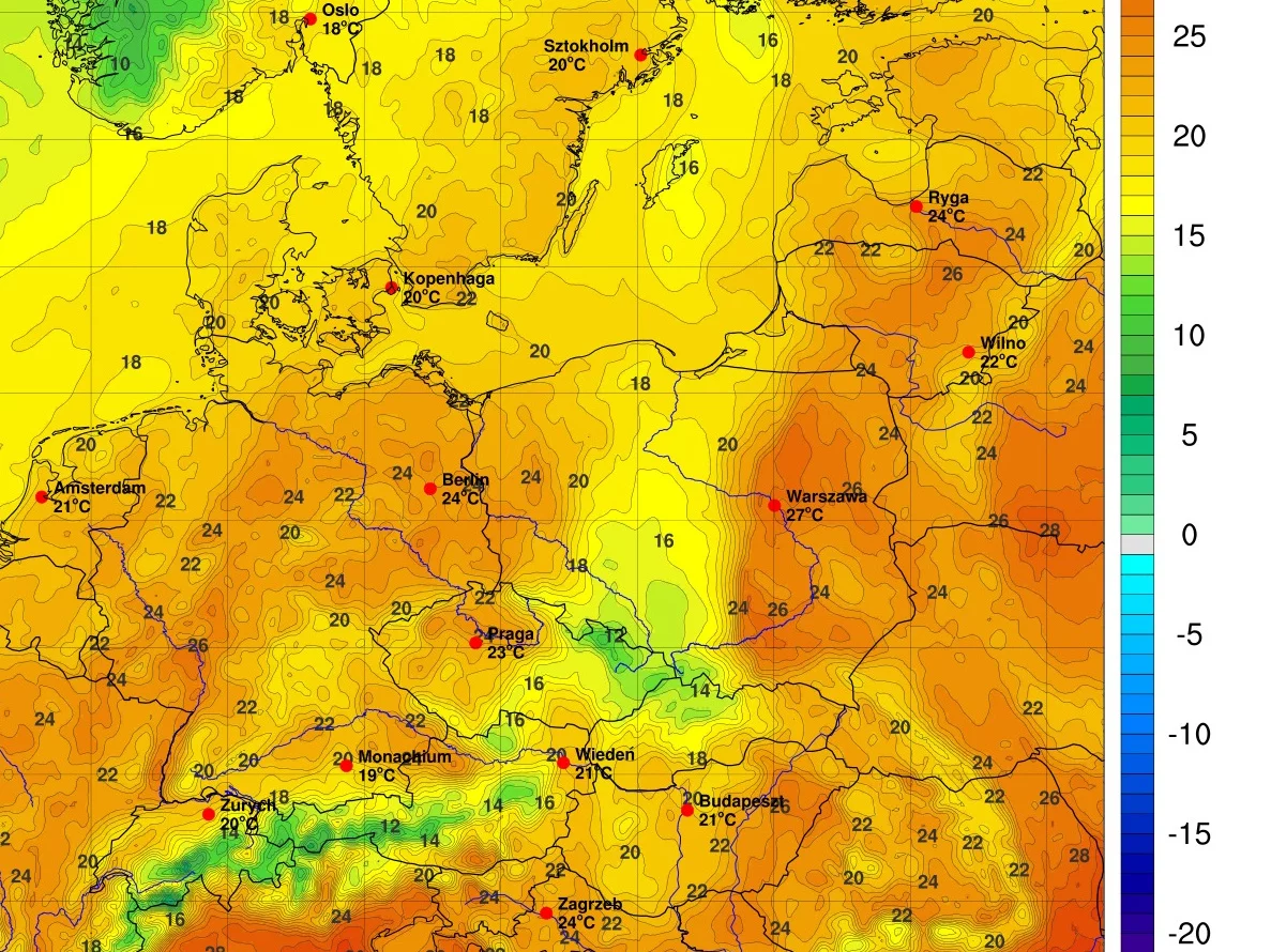 Prognoza temperatury na niedzielę 21 sierpnia