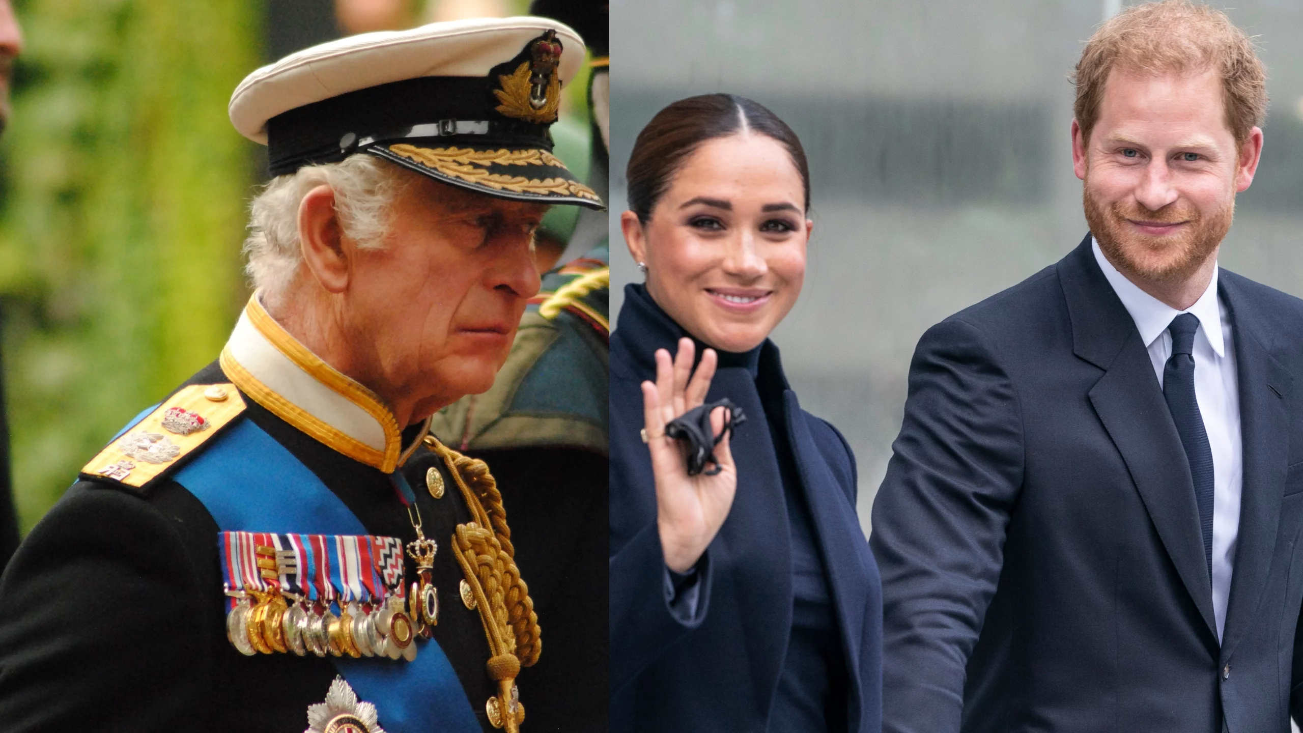 Król Karol III, Meghan Markle i książę Harry