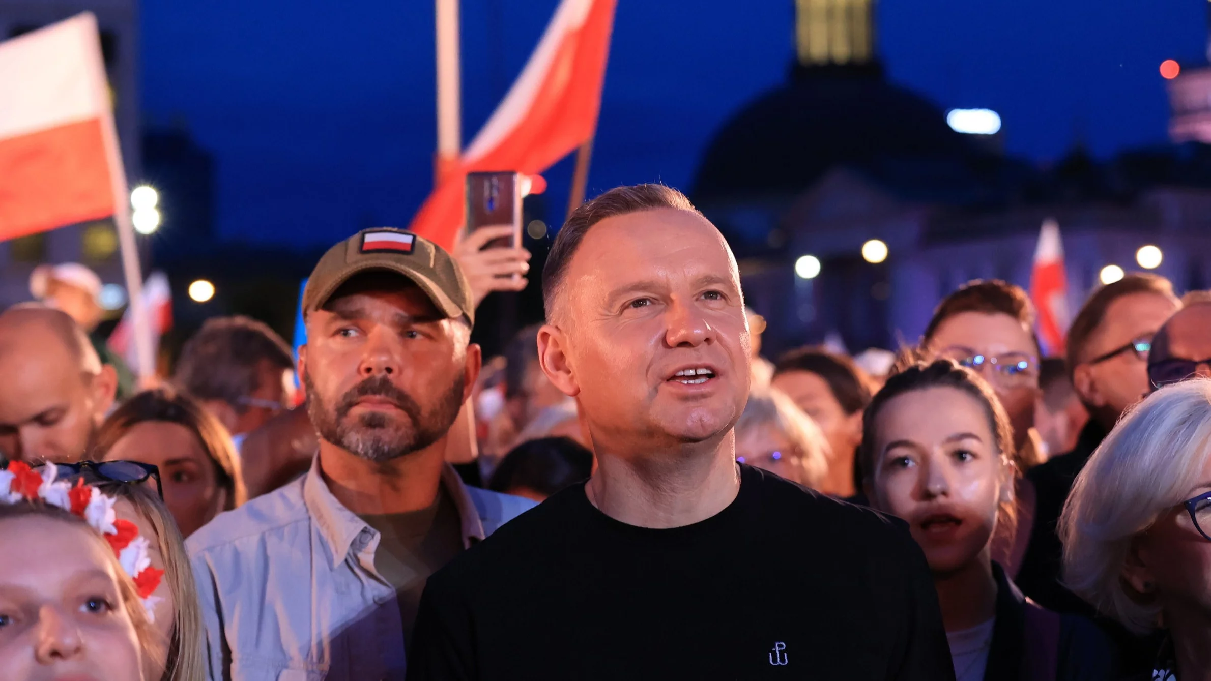 Andrzej Duda podczas wydarzenia „Warszawiacy śpiewają (nie)zakazane piosenki”