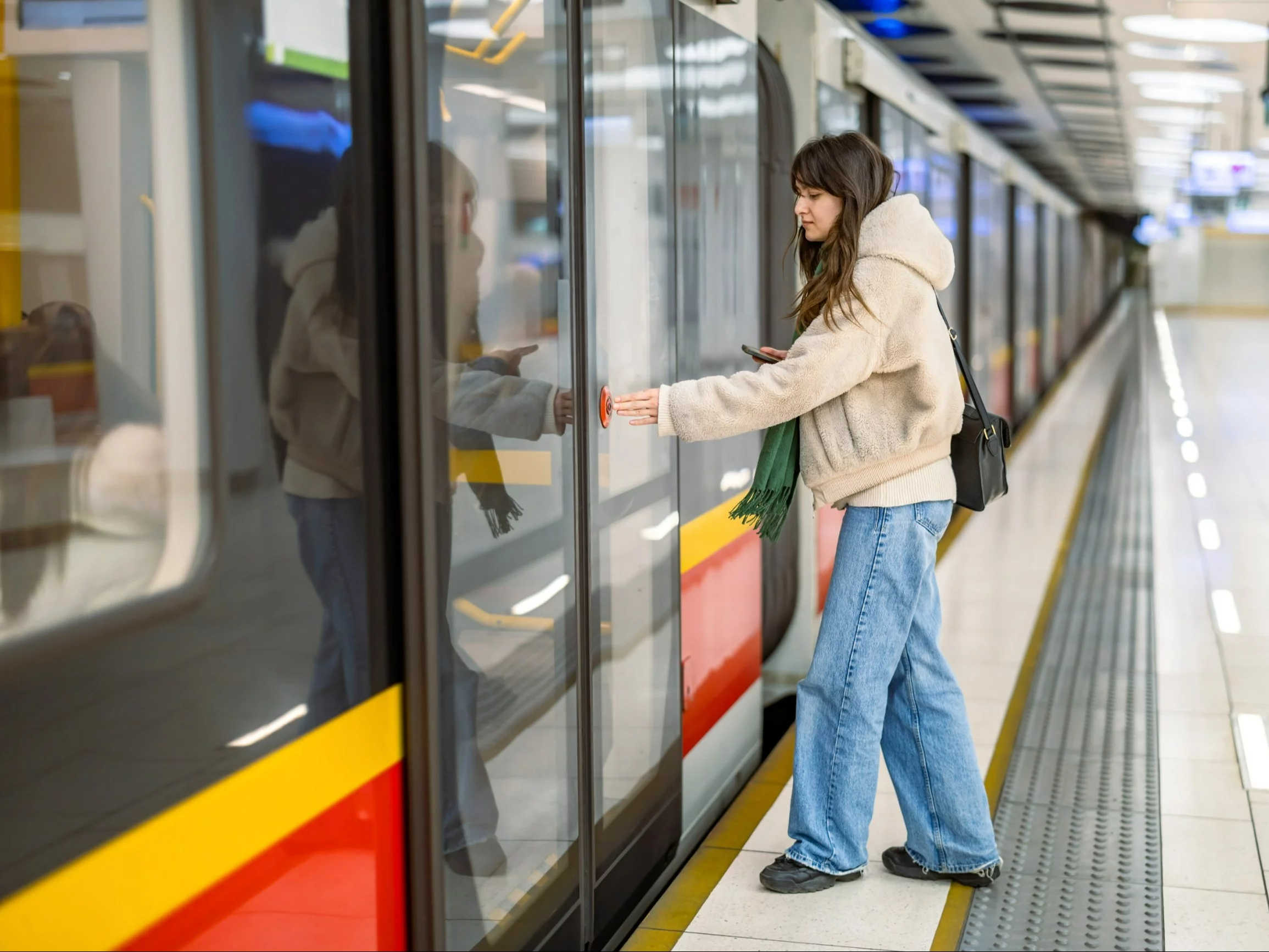 Młoda dziewczyna wchodzi do metra