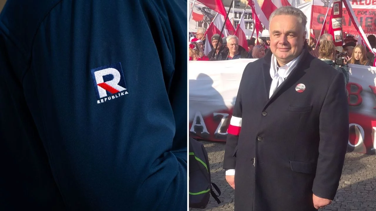 Pracownik TV Republika i prezes Tomasz Sakiewicz