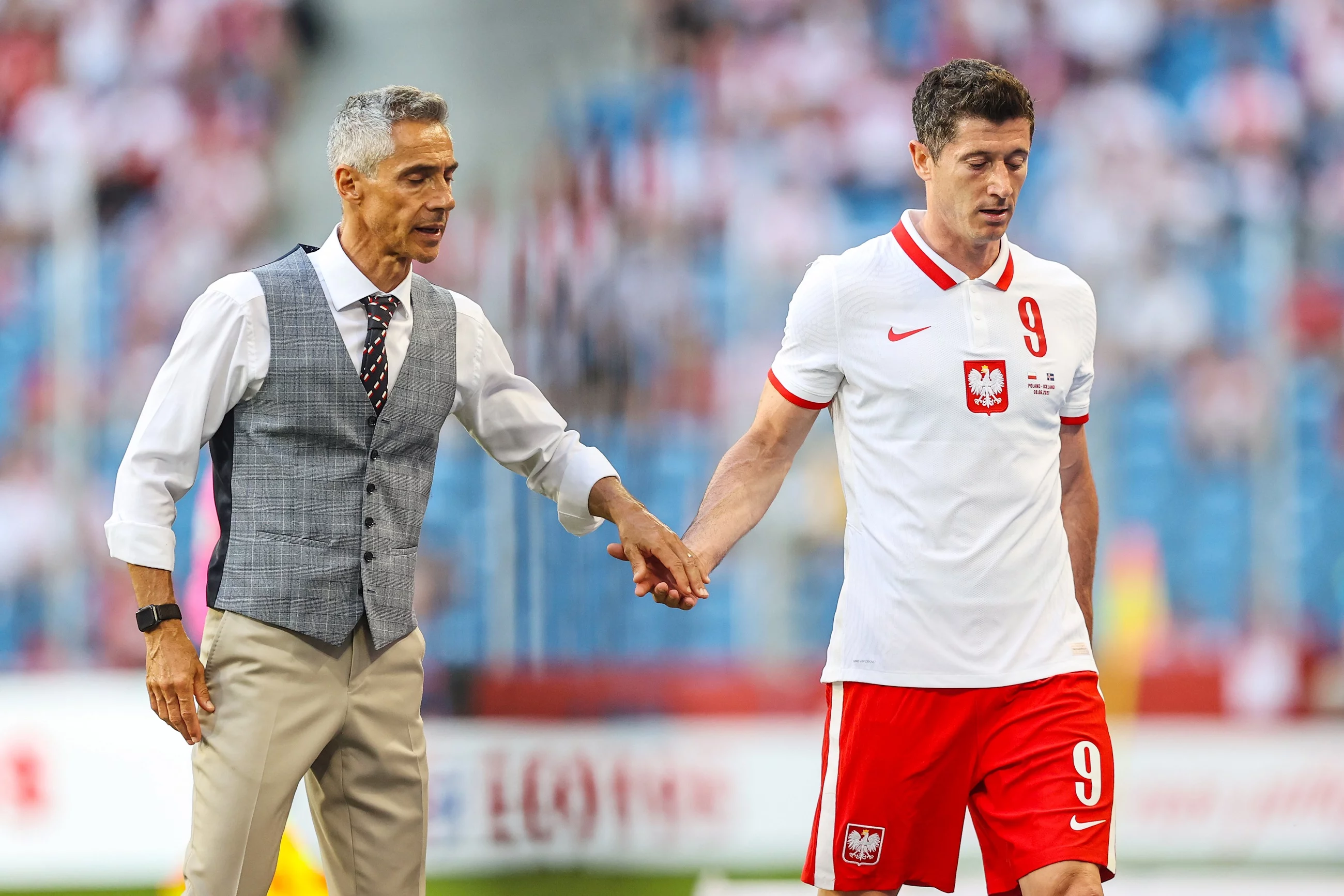 Sousa i Lewandowski w meczu z Islandią