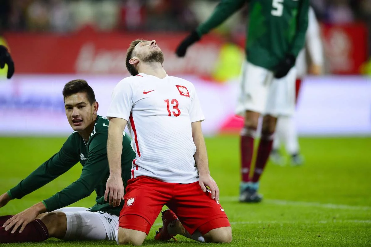 Kadr z meczu Polska - Meksyk