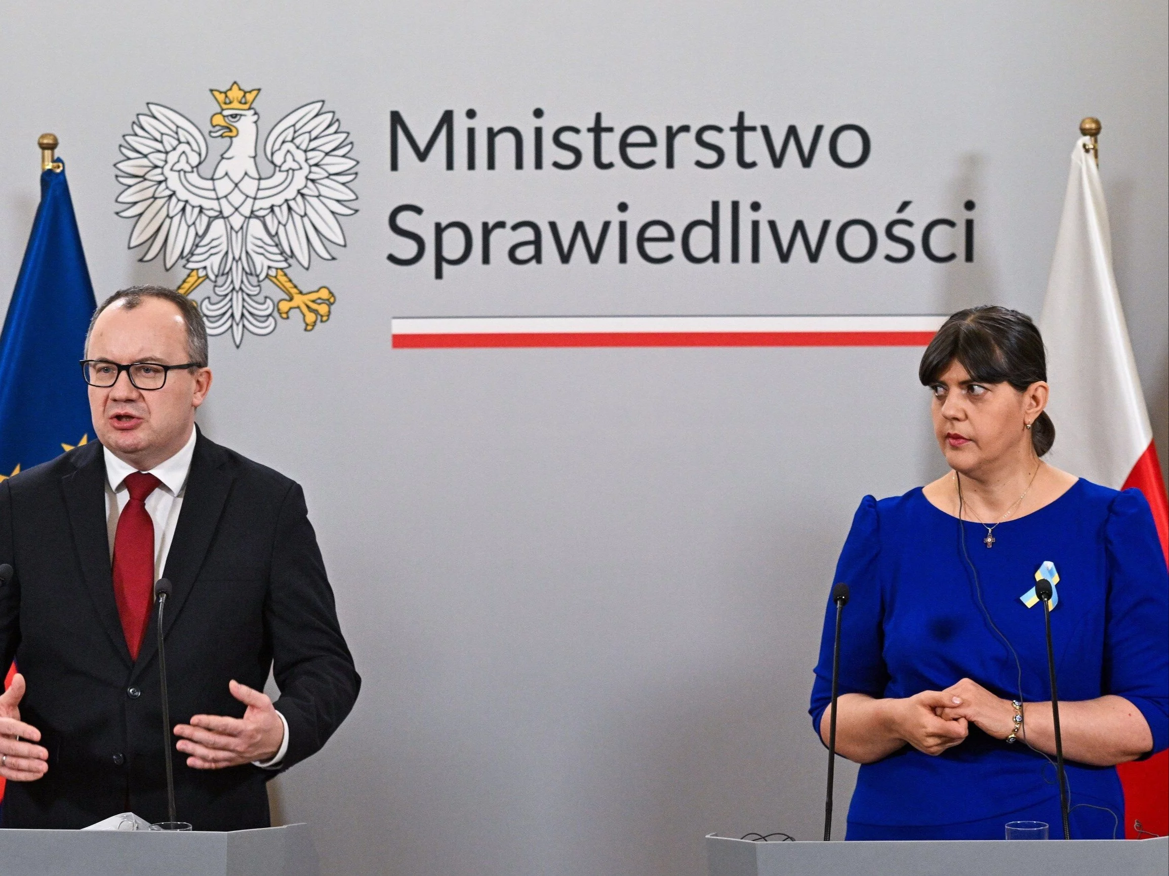 Minister sprawiedliwości, prokurator generalny Adam Bodnar i europejska prokurator generalna Laura Codruta Kovesi