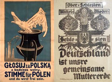 Polski i niemiecki plakat propagandowy przed plebiscytem na Górnym Śląsku