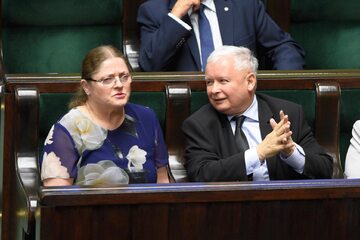 Posłanka Krystyna Pawłowicz i prezes PiS Jarosław Kaczyński