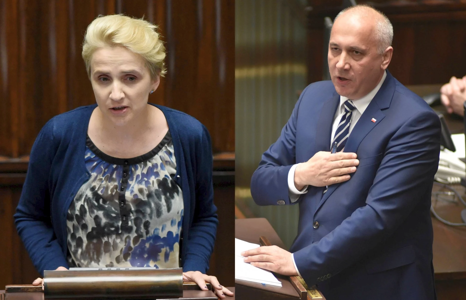 Posłanka Nowoczesnej Joanna Scheuring-Wielgus, wicemarszałek Sejmu, poseł PiS, Joachim Brudziński