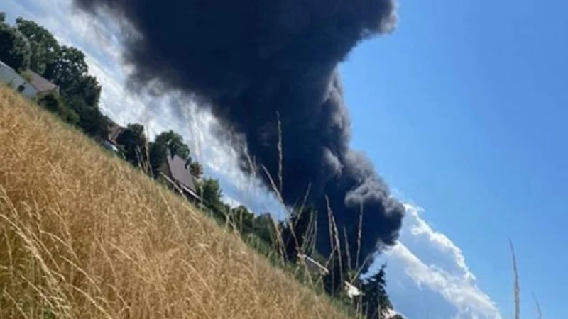 Pożar pieczarkarni w Starej Tuchorzy