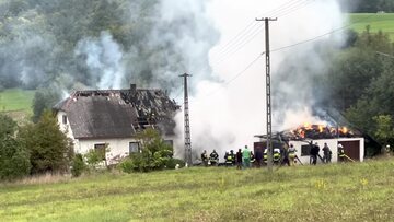 Pożar domu i stodoły w Wilkowisku