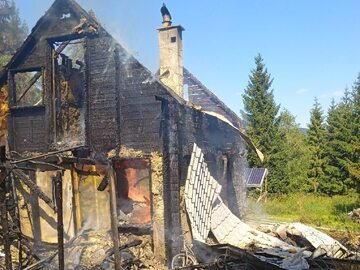 Pożar domu w Bieszczadach