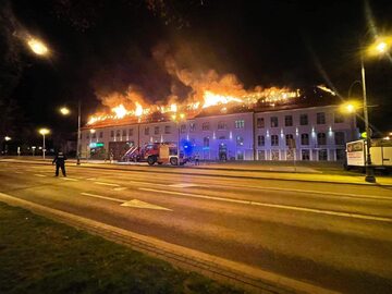 Pożar galerii handlowej „Tu i teraz” przy ul. Mickiewicza w Ełku