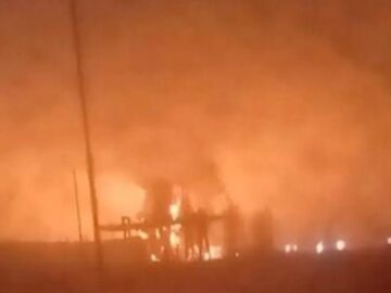Pożar na terenie Borysowskich Zakładów Budowy Mostów