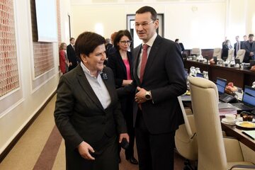 Premier Beata Szydło i wicepremier Mateusz Morawiecki podczas posiedzenia Rady Ministrów