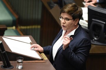 Premier Beata Szydło podczas debaty w Sejmie