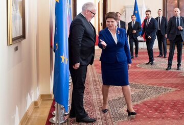 Premier Beata Szydło podczas spotkania z wiceszefem KE Fransem Timmermansem