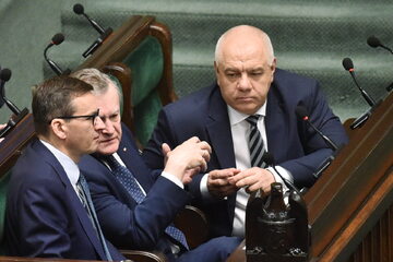 Premier Mateusz Morawiecki i wicepremierzy: Piotr Gliński i Jacek Sasin