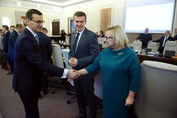 Premier Mateusz Morawiecki, minister Witold Bańka i minister Beata Kempa