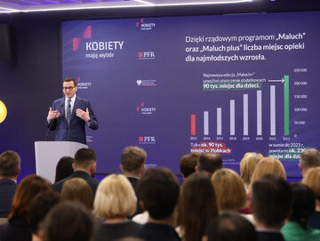 Premier Mateusz Morawiecki podczas konferencji