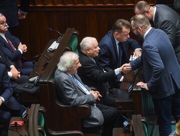 Prezes PiS Jarosław Kaczyński na sali obrad w Sejmie