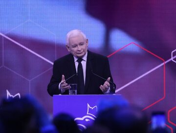 Prezes PiS Jarosław Kaczyński podczas drugiego dnia konwencji programowej PiS