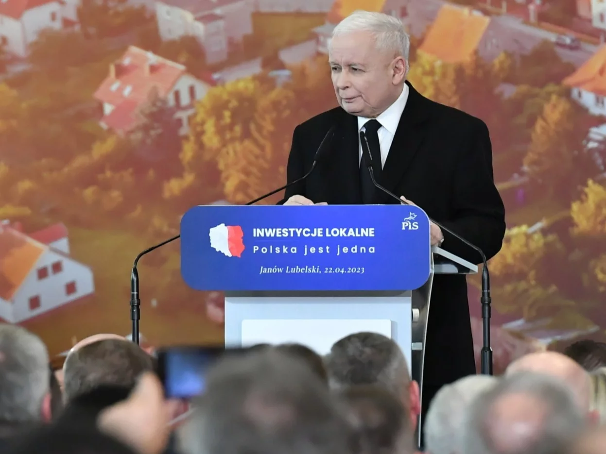 Prezes PiS Jarosław Kaczyński w Janowie Lubelskim, 22 kwietnia