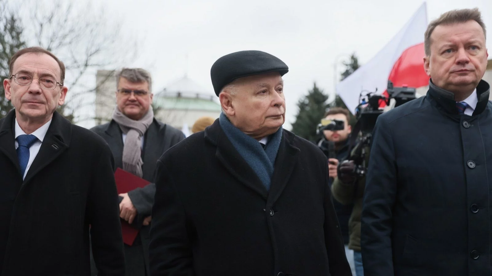 Politycy PiS Mariusz Kamiński i Maciej Wąsik, prezes PiS Jarosław Kaczyński i poseł PiS Mariusz Błaszczak