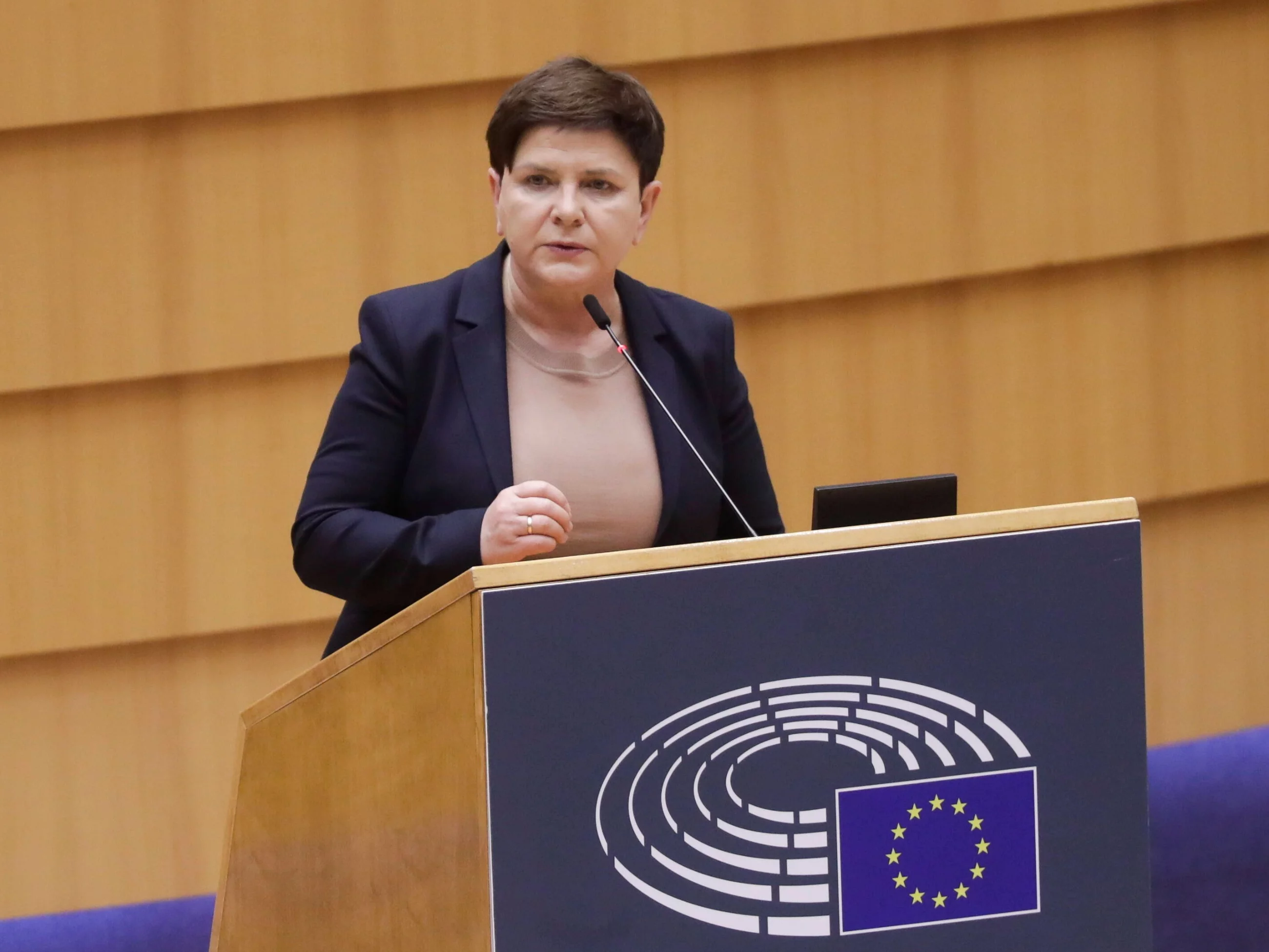 Beata Szydło podczas sesji Parlamentu Europejskiego