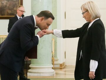 Prezydent Adnrzej Duda podczas uroczystości powołania Julii Przyłębskiej na prezesa TK