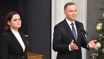 Prezydent Andrzej Duda i liderka białoruskiej opozycji demokratycznej Swiatłana Cichanouska