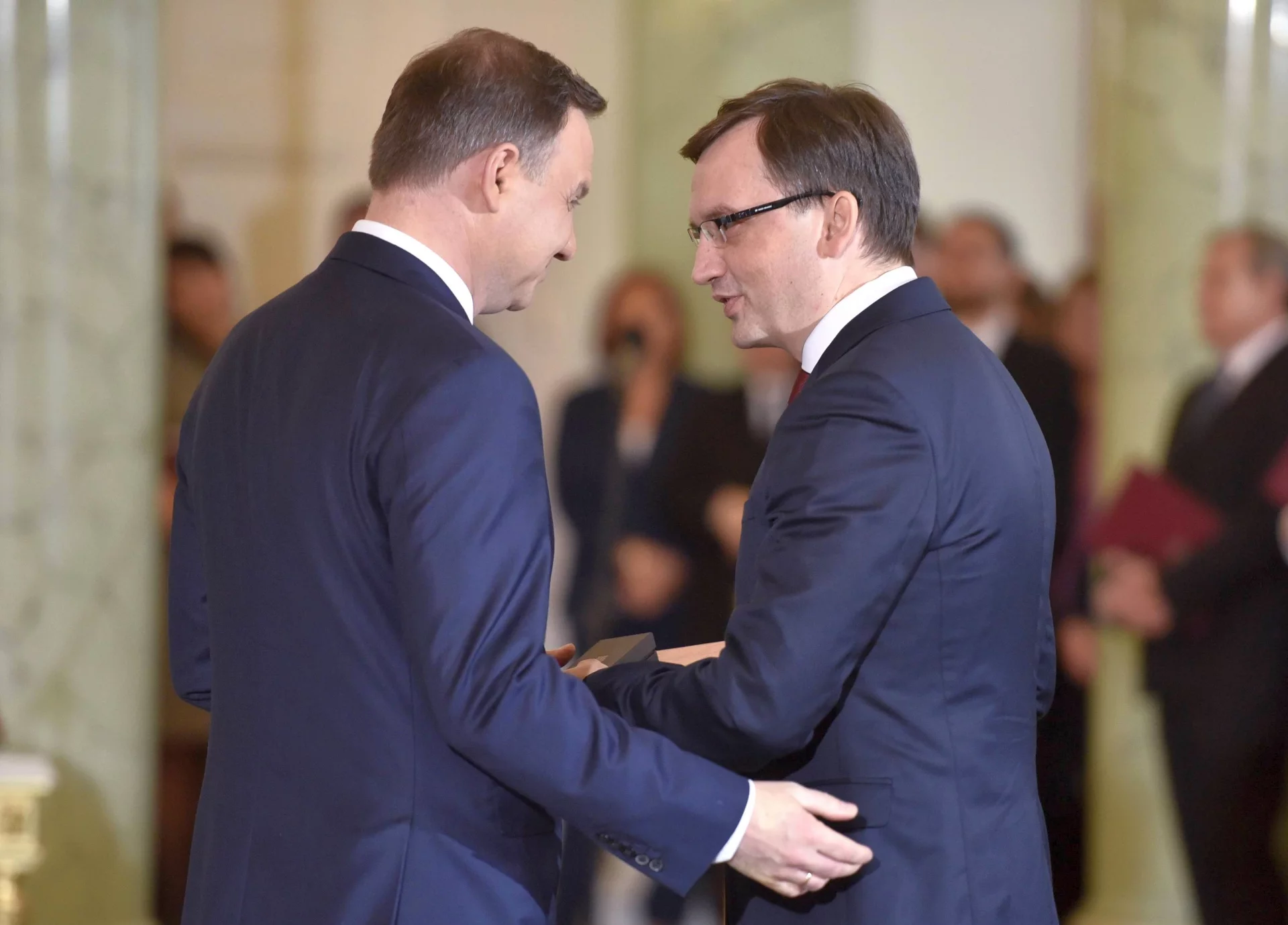 Prezydent Andrzej Duda i minister sprawiedliwości oraz prokurator generalny Zbigniew Ziobro