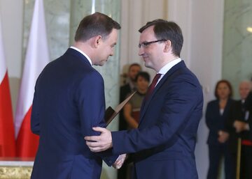 Prezydent Andrzej Duda i minister sprawiedliwości Zbigniew Ziobro