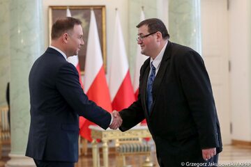 Prezydent Andrzej Duda i sędzia Grzegorz Jędrejek