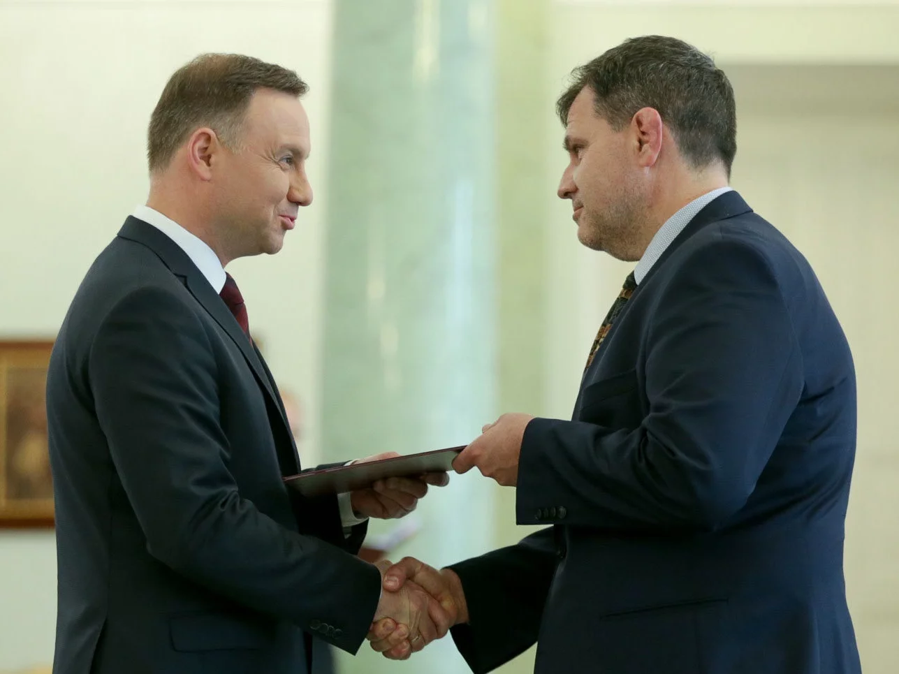 Prezydent Andrzej Duda i sędzia Mariusz Muszyński