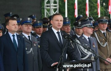 Prezydent Andrzej Duda i szef MSWiA na obchodach Święta Policji