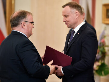 Prezydent Andrzej Duda oraz sekretarz stanu w KPRP Andrzej Dera
