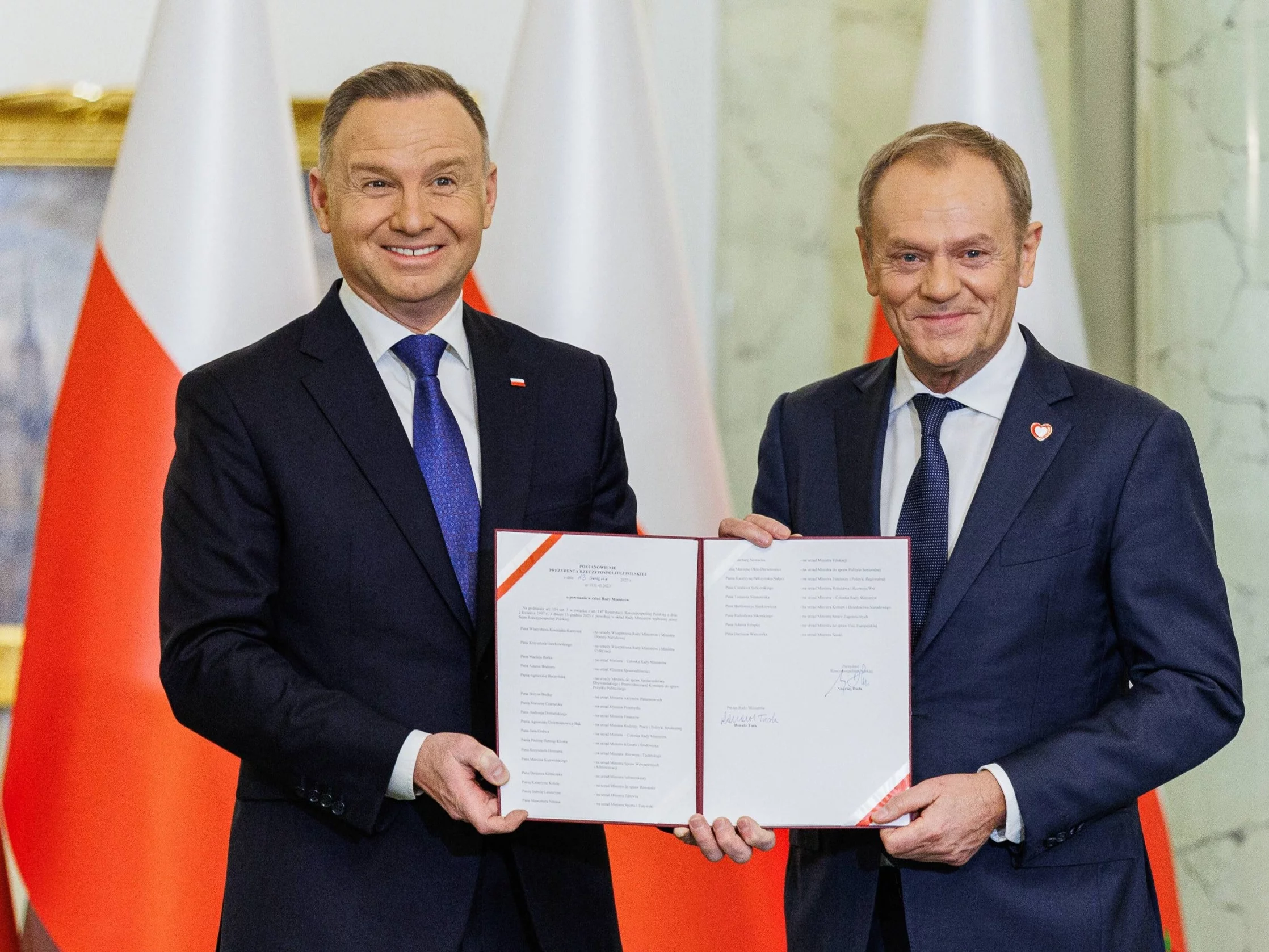 Prezydent Andrzej Duda podczas powołania rządu Donalda Tuska