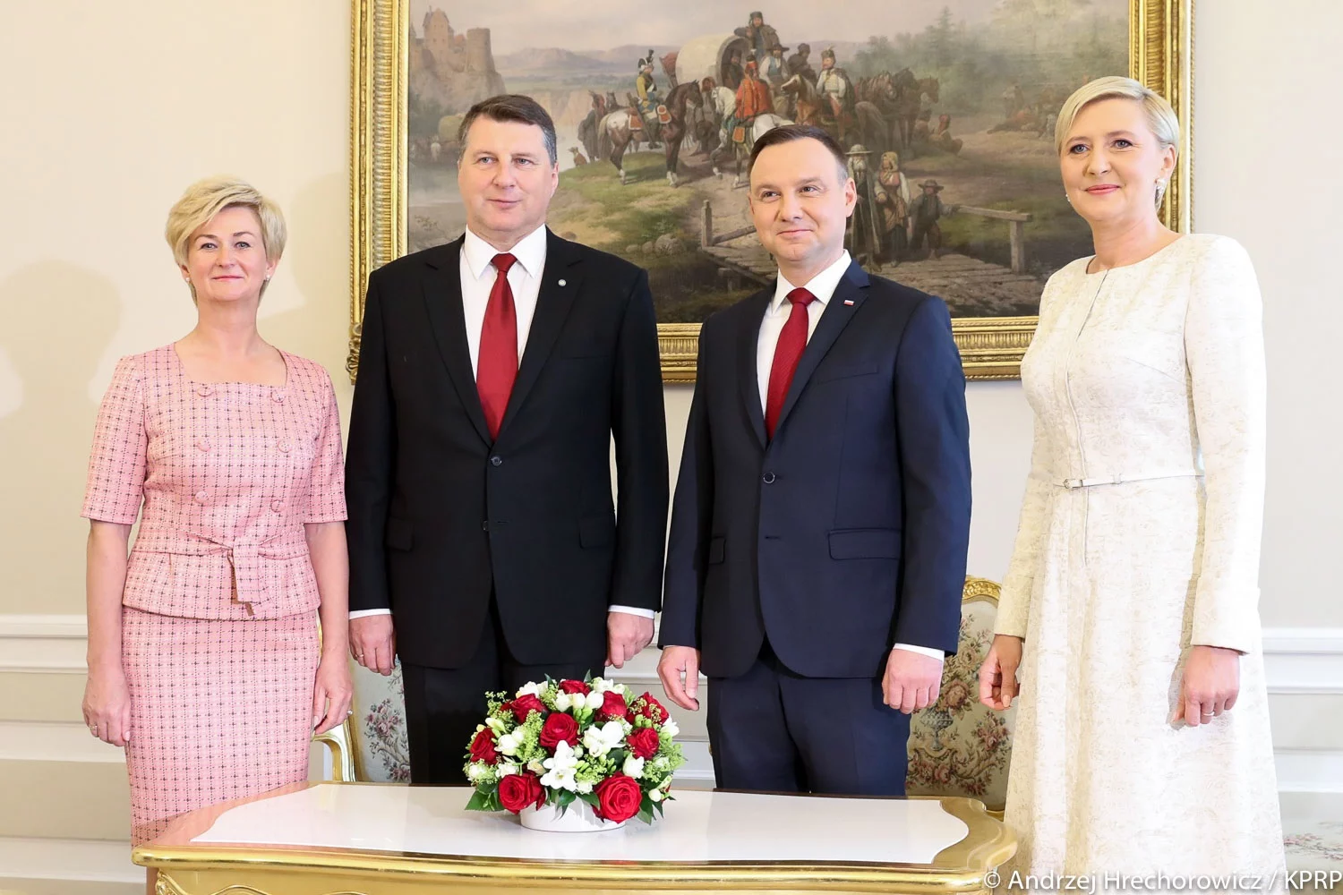 Iveta Vējone, Raimonds Vējonis, Andrzej Duda, Agata Kornhauser-Duda