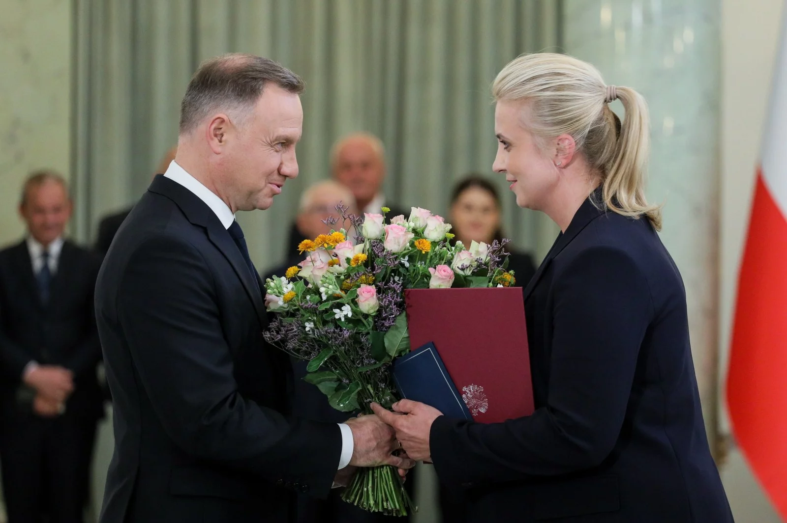 Prezydent Andrzej Duda i nowo powołana minister zdrowia Katarzyna Sójka w Pałacu Prezydenckim