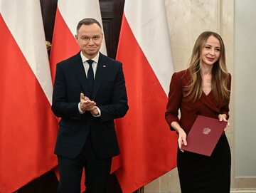 Prezydent RP Andrzej Duda oraz minister rodziny i polityki społecznej Agnieszka Dziemianowicz-Bąk