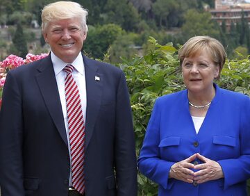 Prezydent USA Donald Trump i kanclerz Niemiec Angela Merkel