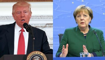 Prezydent USA Donald Trump, kanclerz Niemiec Angela Merkel