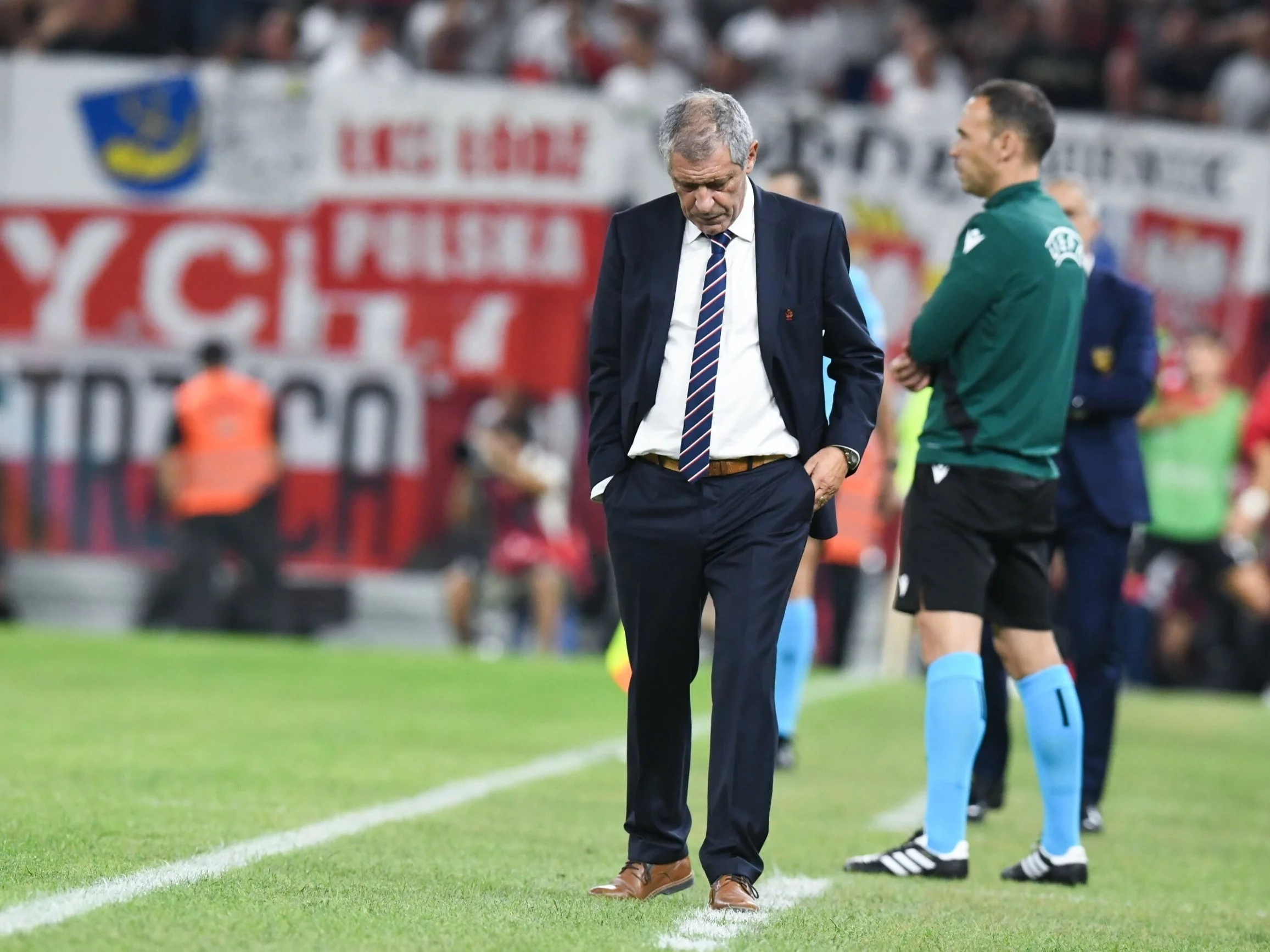 Trener Fernando Santos podczas meczu z Albanią