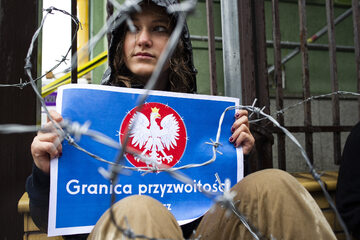 Protest przeciwko działaniom Straży Granicznej na początku kryzysu migracyjnego