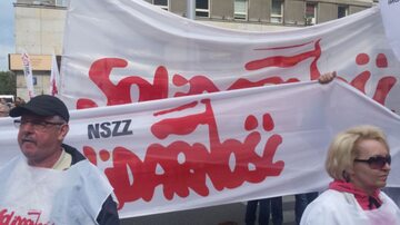 Protest Solidarności przed siedzibą KE