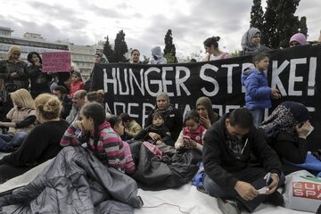Protest uchodźców w Grecji